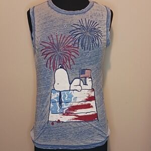 Peanuts Snoopy 4th of July Tank Top Women's Medium Patriotic Fireworks